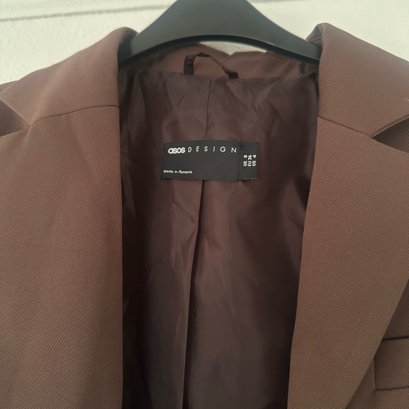 New with tags ASOS DESIGN masculine suit blazer in chocolate brown jacket US 4 - Picture 6 of 7